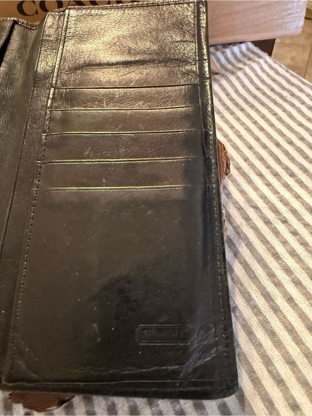 Coach Black Leather Long Wallet with Card Slots - Picture 6 of 9
